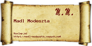 Madl Modeszta névjegykártya